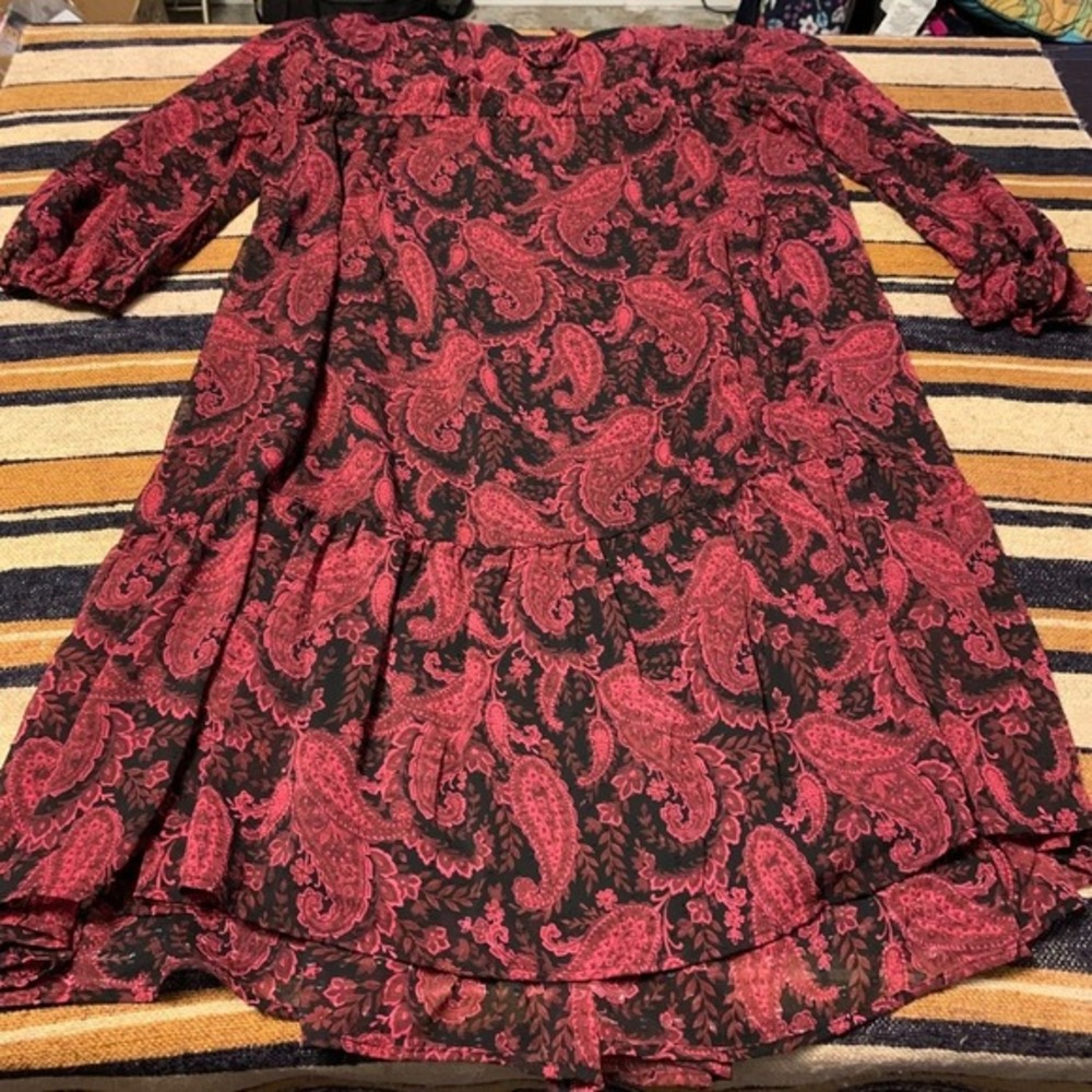 Torrid Midi Dress Tea Length Clip Dot Open Back A-Line Witchy 2 Paisley Black - Picture 10 of 11